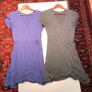 2 Identical Faux Wrap Knee Length Dresses